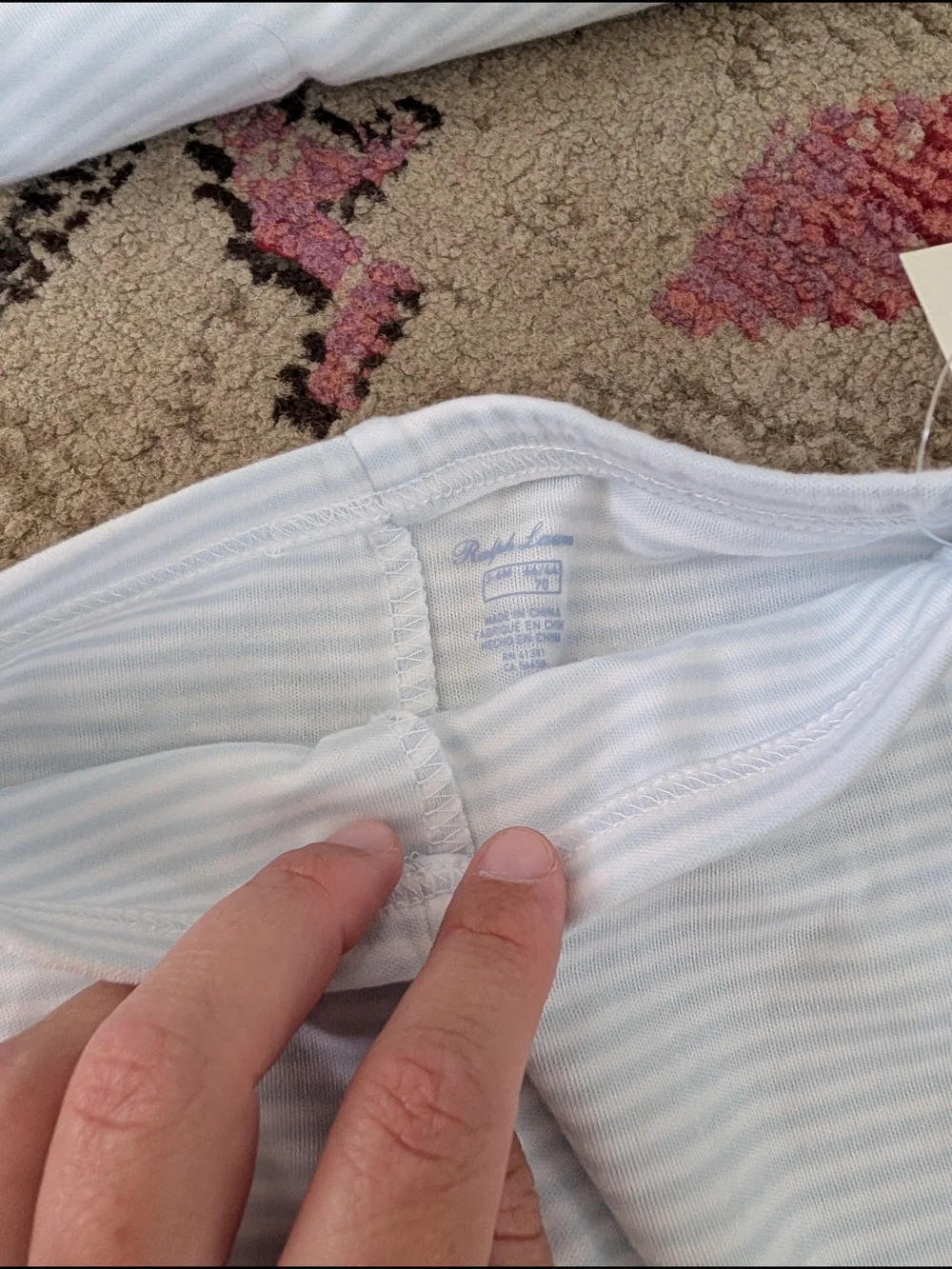 Ralph Lauren Light Blue & White Striped Footed Pajama Set